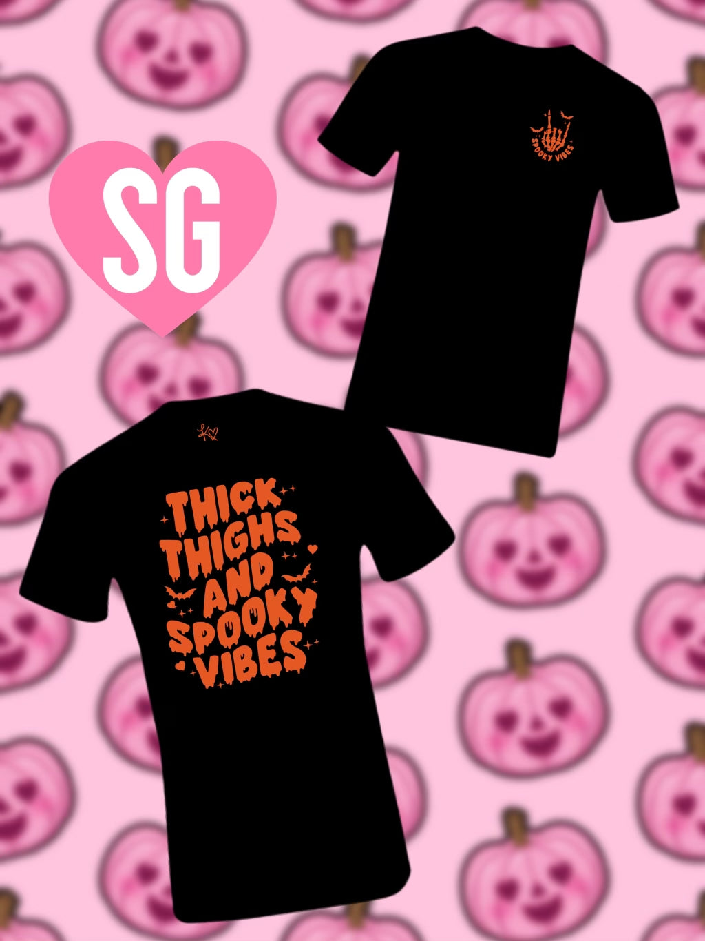 Thick Thighs and Spooky Vibes Tee- Black